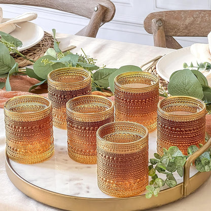 Kate Aspen - Juego de Vasos de Vidrio Vintage Júpiter de 6 a 10 Onzas, Vasos de Cóctel, Jugo y Agua, Regalo para Anfitriona y Recién Casados