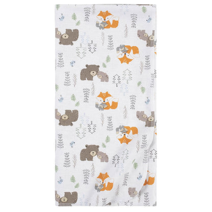 Gerber - Manta para bebé recién Nacido, 100% Franela de algodón, Color Blanco Bosque, 5 Unidades (Paquete de 1)