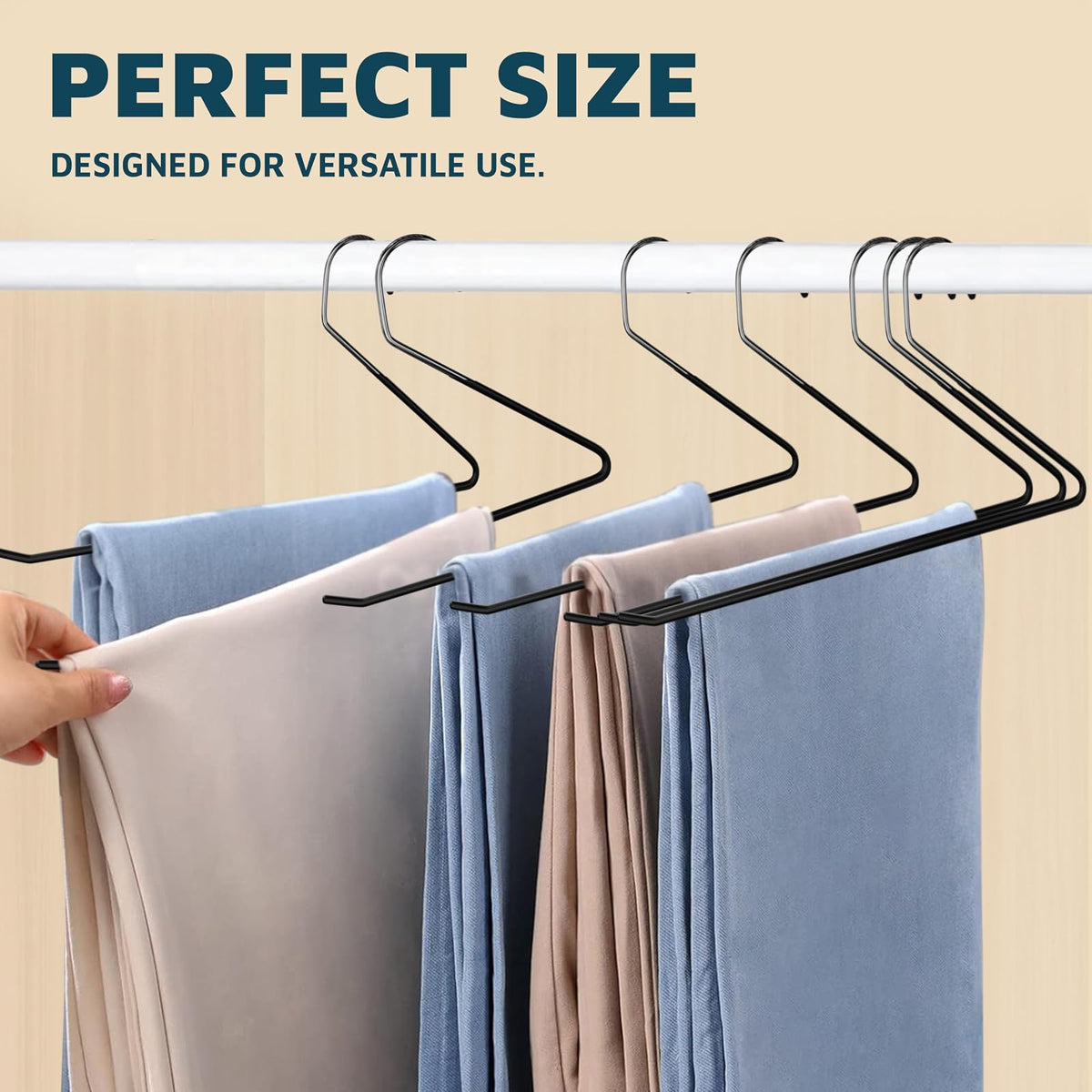 Lifemaster - Juego de 50 Perchas de Metal para Pantalones, Pantalones, Mantas y Jeans con Revestimiento de Goma y diseño Elegante de Extremo Abierto, Color Negro