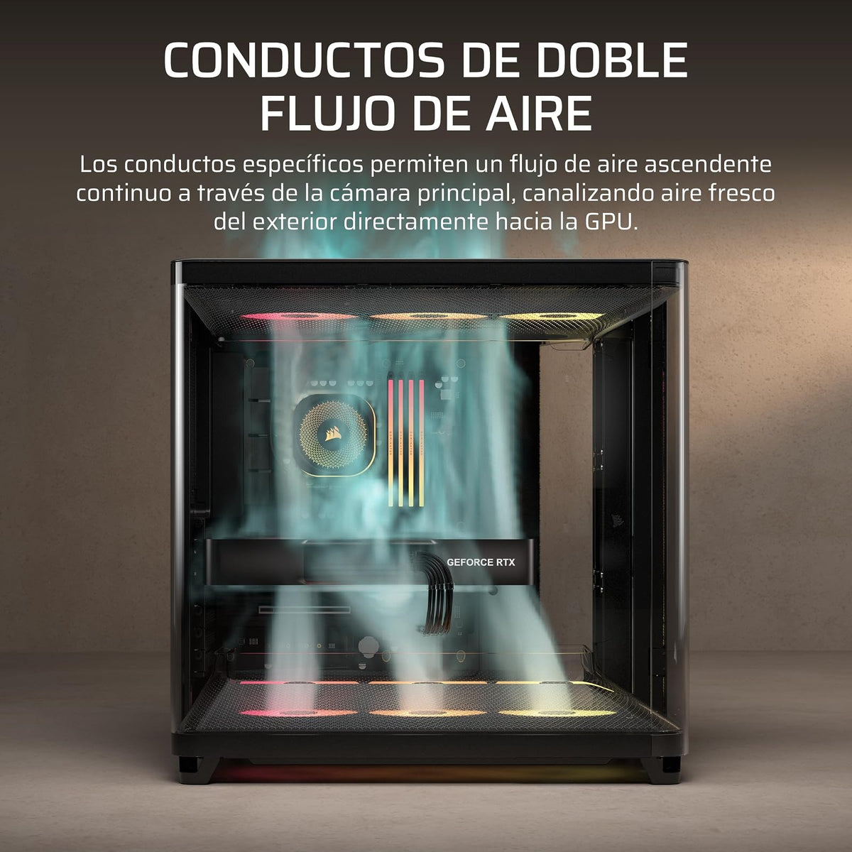 Corsair Air 5400 RS-R ARGB Caja para PC Semitorre – Negro | Panorámica, Triple Cámara, 3 ventiladores RS120-R ARGB Reverse-Rotor preinstalados, conductos de alto flujo y bajo ruido