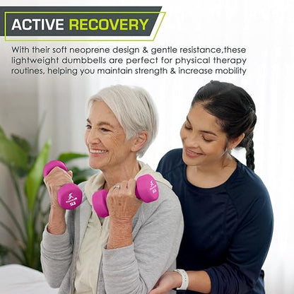 ProsourceFit Set of 2 Neoprene Dumbbell Coated for Non-Slip Grip, 1 lb-12 lb
