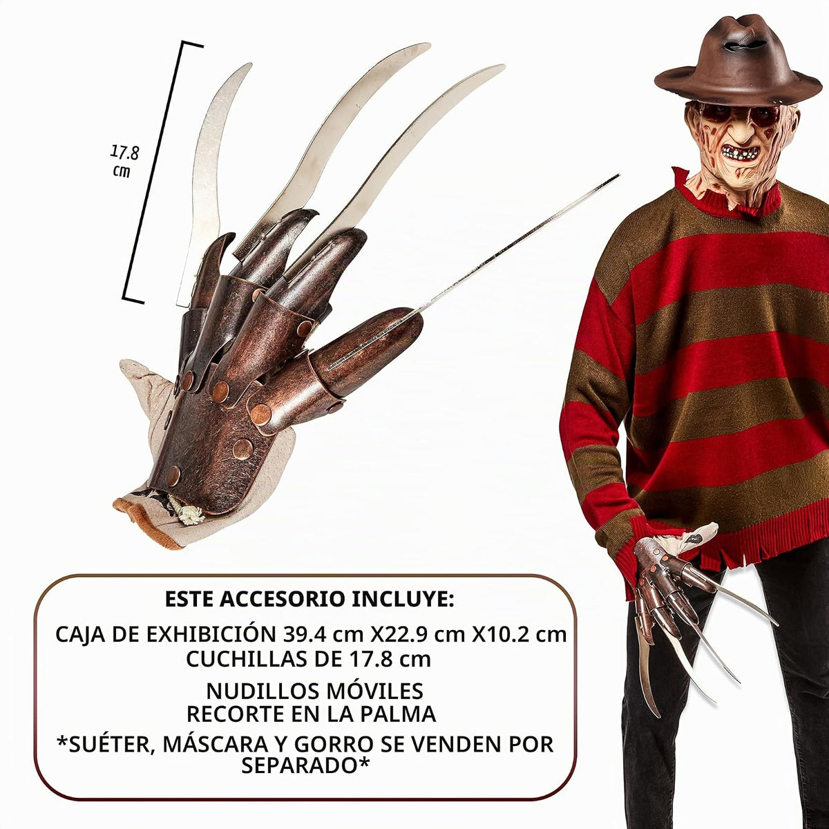 Rubie's - Réplica de guantes metálicos de Freddy de Supreme Edition a Nightmare on Elm Street