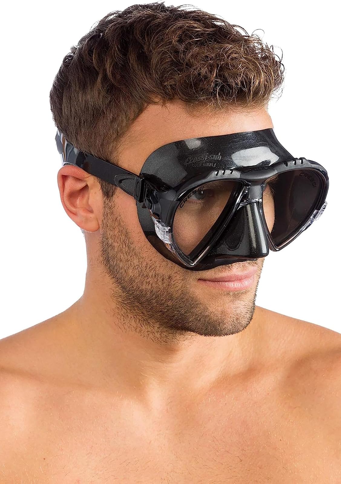 Cressi Colección Italian Boutique – Máscara de Buceo sin Marco de Lente de Vidrio Templado – Protector de Salpicaduras – Set de esnórquel seco