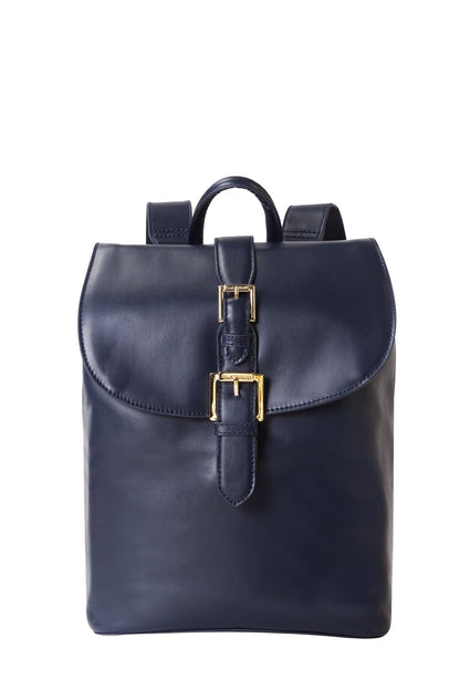 Isaac Mizrahi Kathryn mini Camera Backpack in Genuine Leather for DSLR Cameras, Lenses, Accessories and Other Tech Items-with Removable Internal Padded Pouch, Blue
