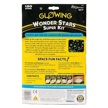 Great Explorations Wonder Stars Super Kit - Estrellas de techo (150 unidades, reutilizables, adhesivas, para masilla y constelación, diseño de mapa de estrellas)