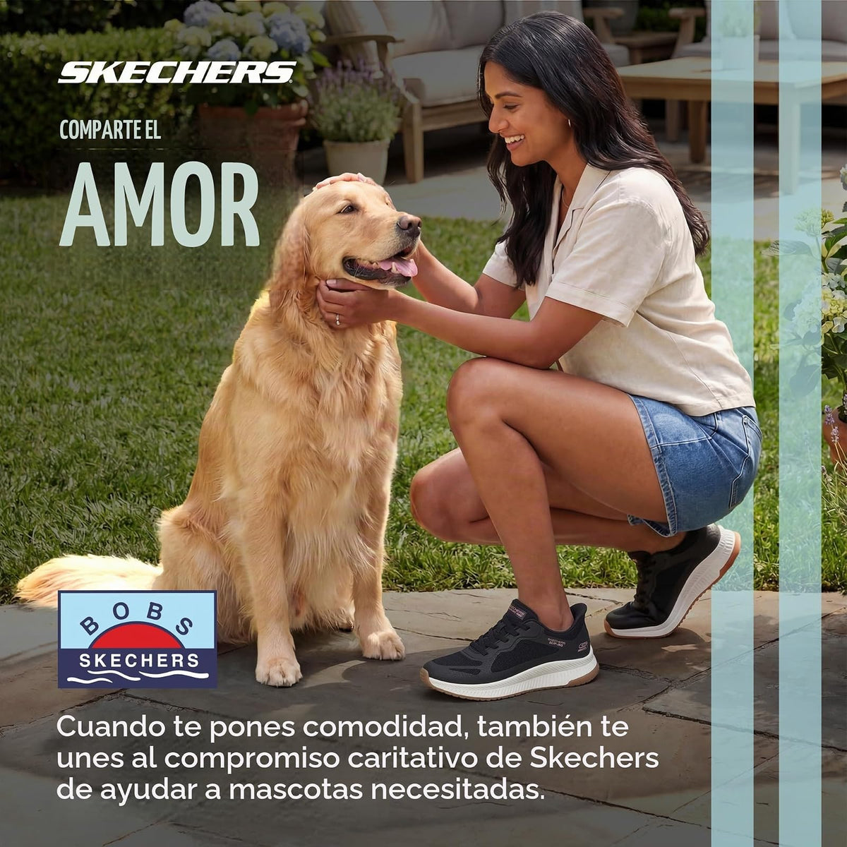 Skechers - Tenis sin Cordones Bobs Squad con Aspecto de 4 Grapas para Mujer