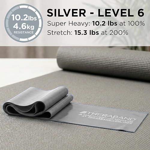 THERABAND Bandas de Resistencia de Látex Profesionales, Banda Elástica Individual de 6 Pies como Equipo de Ejercicio, Fisioterapia, Pilates, Entrenamientos en Casa, 6 Pies, Múltiples Colores y Niveles