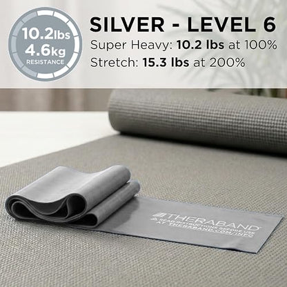 THERABAND Bandas de Resistencia de Látex Profesionales, Banda Elástica Individual de 6 Pies como Equipo de Ejercicio, Fisioterapia, Pilates, Entrenamientos en Casa, 6 Pies, Múltiples Colores y Niveles