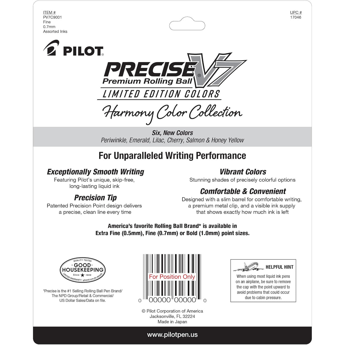 Pilot Precise V7 - Bolígrafos de tinta líquida con tapa, bolígrafos de tinta de punta fina de 0,7 mm, bolígrafos de colores, edición limitada, colores surtidos, paquete de 9, ideales para la escuela