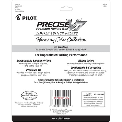 Pilot Precise V7 - Bolígrafos de tinta líquida con tapa, bolígrafos de tinta de punta fina de 0,7 mm, bolígrafos de colores, edición limitada, colores surtidos, paquete de 9, ideales para la escuela