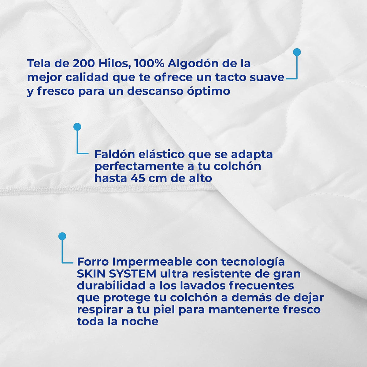 Spring Air Protector de colchón 100% Algodón Acolchado e Impermeable - Individual