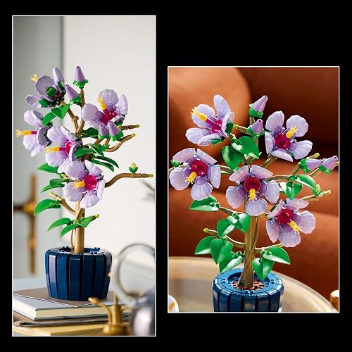 LEGO Hibisco Set de Construcción de Flores para Adultos, Decoración Floral en Maceta Azul para el Hogar o la Oficina, Regalo para Amantes de Las Plantas 10372