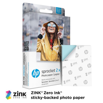 HP Sprocket 2x3" Premium Zink Sticky Back Photo Paper (50 Sheets) Compatible with HP Sprocket Photo Printers