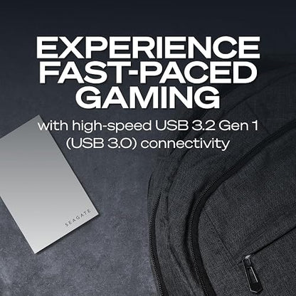 Seagate Disco Duro Externo Portátil para PS5 2 TB, USB 3.2, Blanco con luz LED Azul incorporada, Certificado PS5 (STLV2000101)