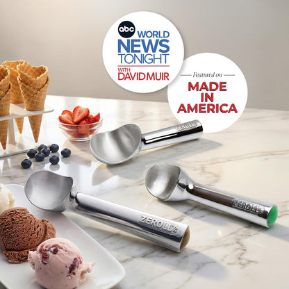 Zeroll 1016 - Cuchara para helado con mango conductor de calor relleno de líquido único, diseño sencillo de una pieza, aluminio de fácil liberación, 32 cucharas por galón, fabricado en Estados Unidos