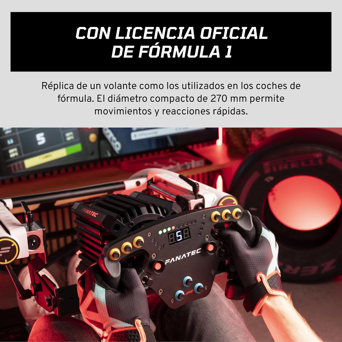 FANATEC Sim Racing ClubSport Volante F1 Esports V2 – Licencia Oficial de Fórmula 1, Empuñaduras Alcantara, Pantalla LED, Magnetic Paddles, Motores de Vibración Integrados – PC
