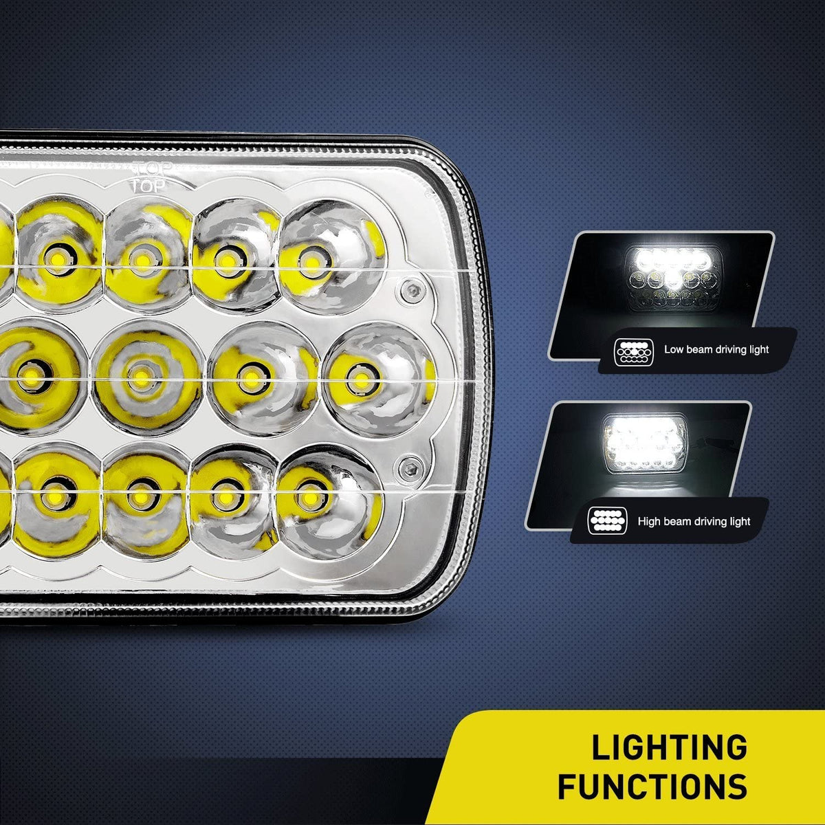 LED Headlights Nilight 45w 7x6 5x7 Hi/Lo LED Sealed Beam H6054 6053 6052 5054 Replacement, 2 Year Warranty