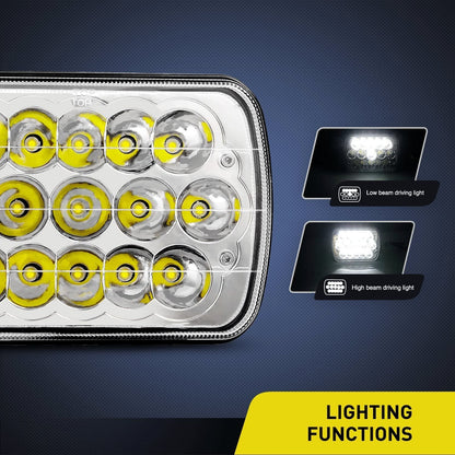 LED Headlights Nilight 45w 7x6 5x7 Hi/Lo LED Sealed Beam H6054 6053 6052 5054 Replacement, 2 Year Warranty
