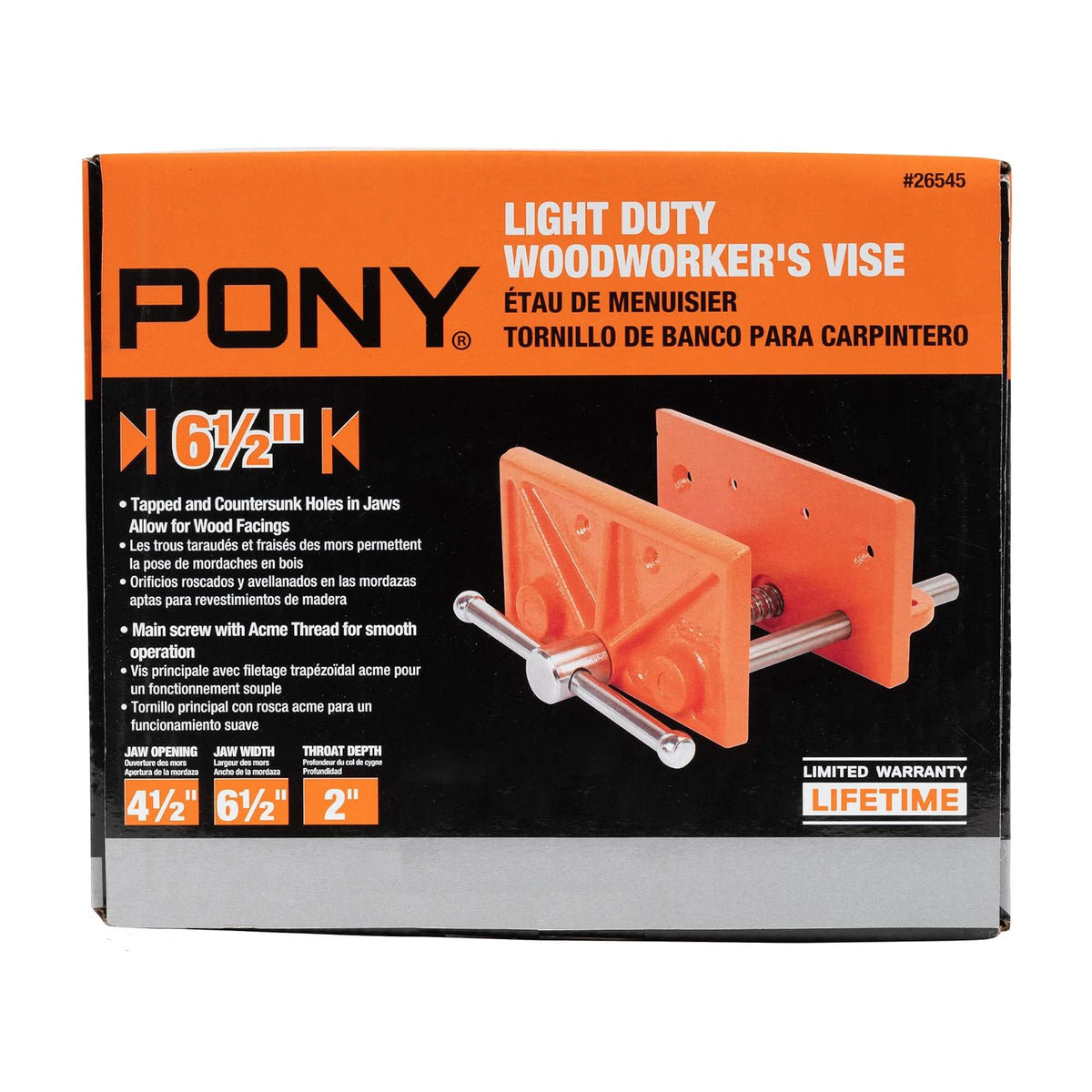 Pony 26545 Tornillo de carpintería ligero de 4-1/2 pulgadas x 6-1/2 pulgadas