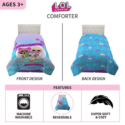 Franco - Edredón Reversible súper Suave para niños, tamaño Individual/matrimonial, LOL Surprise