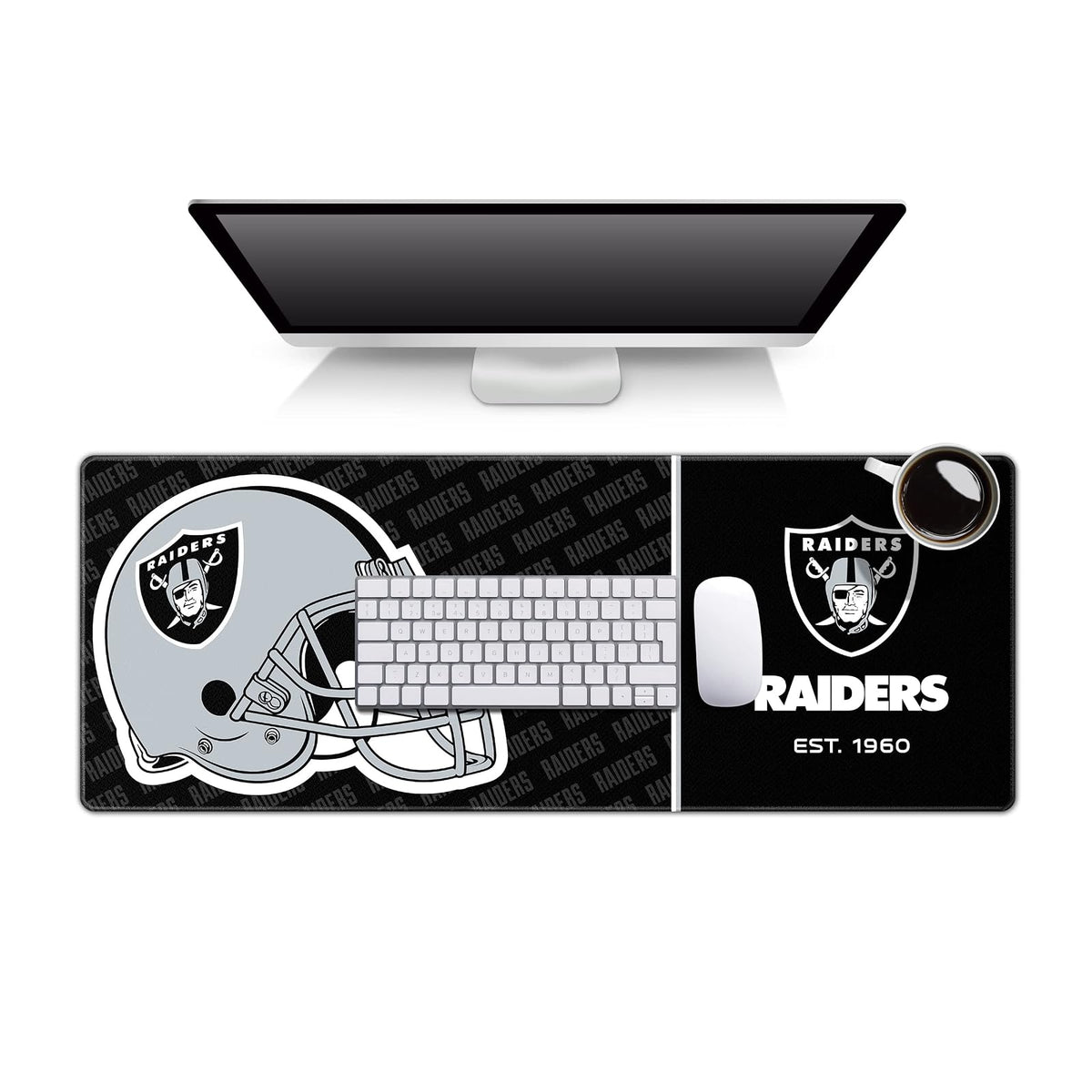 YouTheFan Tapete para Escritorio NFL con Logo de tu Equipo - 30.5 x 80 cm - Raiders de Las Vegas