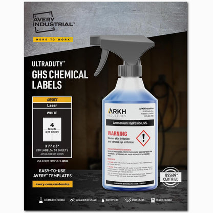 AVERY 60504 Etiqueta Ultra Duty Blanca para Láser 10.2 x 10.2 cm Paquete 200 - 3 1 - 2 x 5"