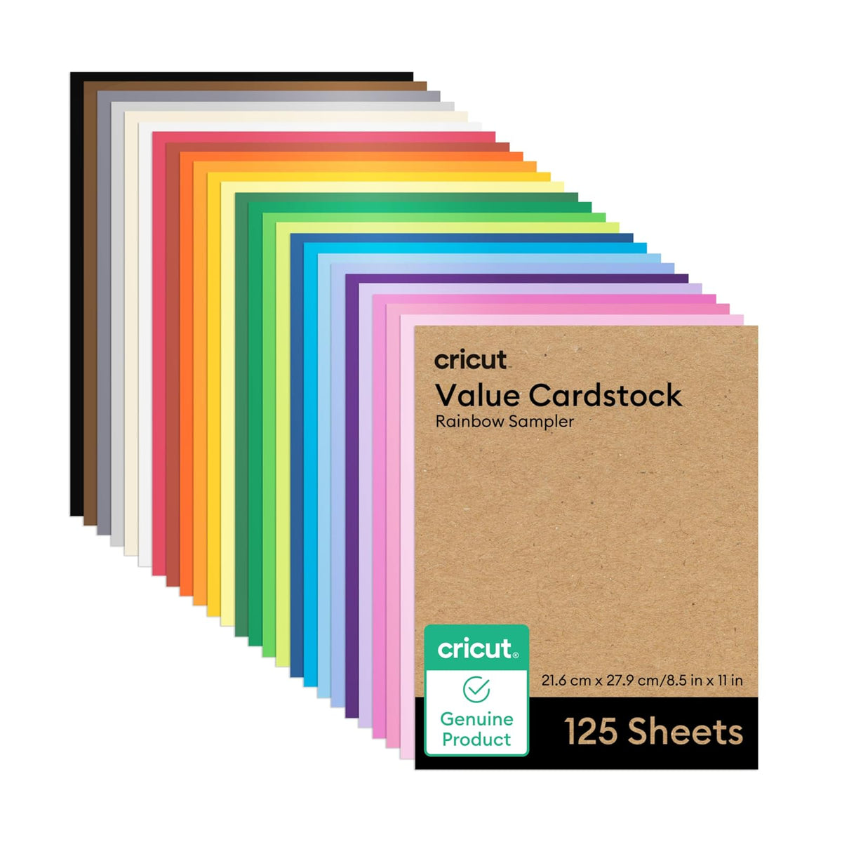 Value Cardstock, Rainbow Sampler 8.5"X11" (125) | Compatible con máquinas Joy Xtra, Explore, y Maker, tamaño carta
