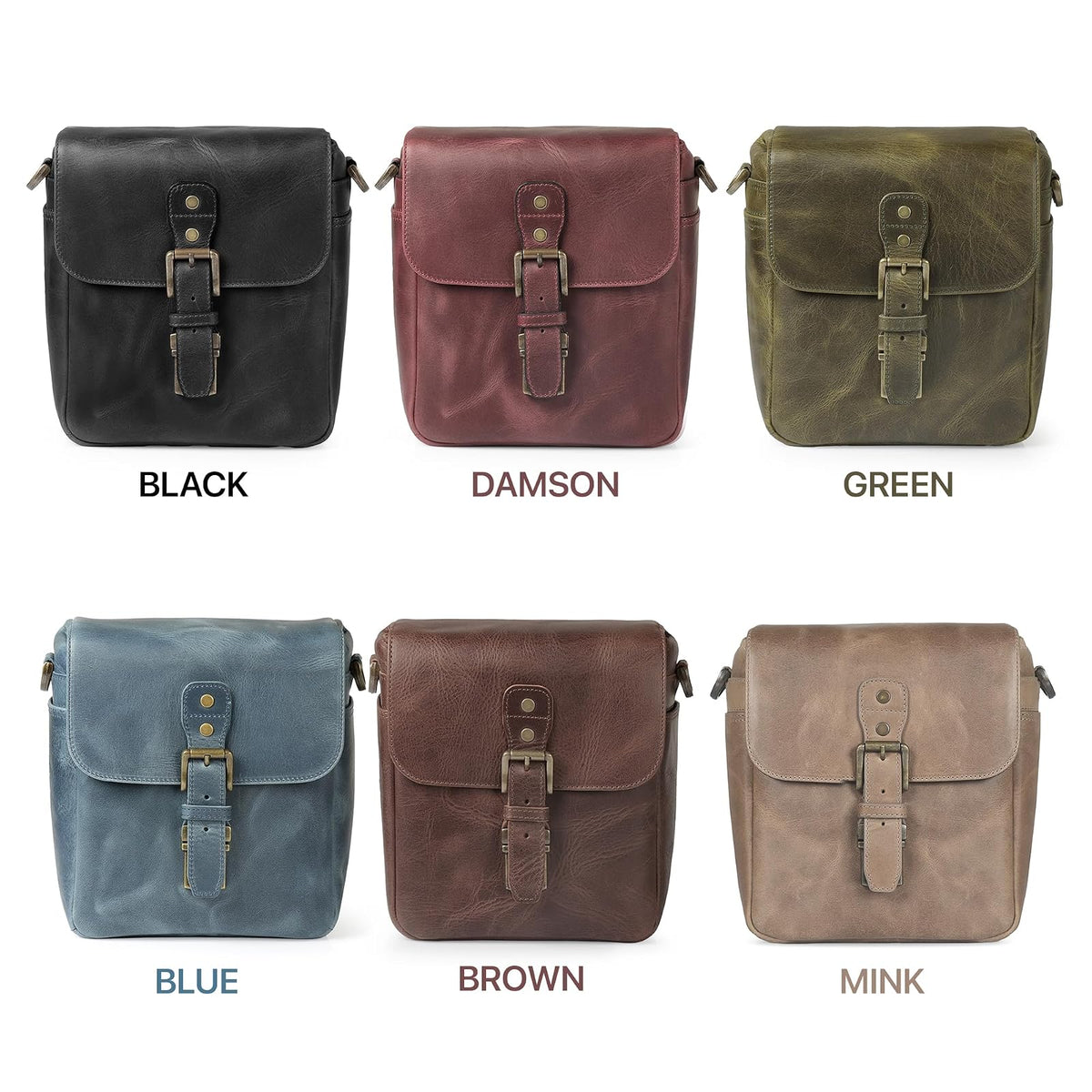 MegaGear Torres Mini MG1701 Para cámaras sin espejo, instantáneas y DSLR - Bolsa bandolera de cuero auténtico - Olive