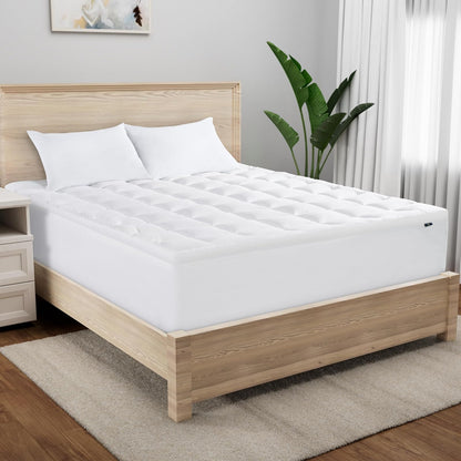 Serta Memory Flex - Cubrecolchón Suave para Cama King, Almohadilla de 2 Pulgadas, Protector de colchón Amortiguador Resistente a Las Manchas con Bolsillo de 15 Pulgadas para un Ajuste Seguro, Lavable