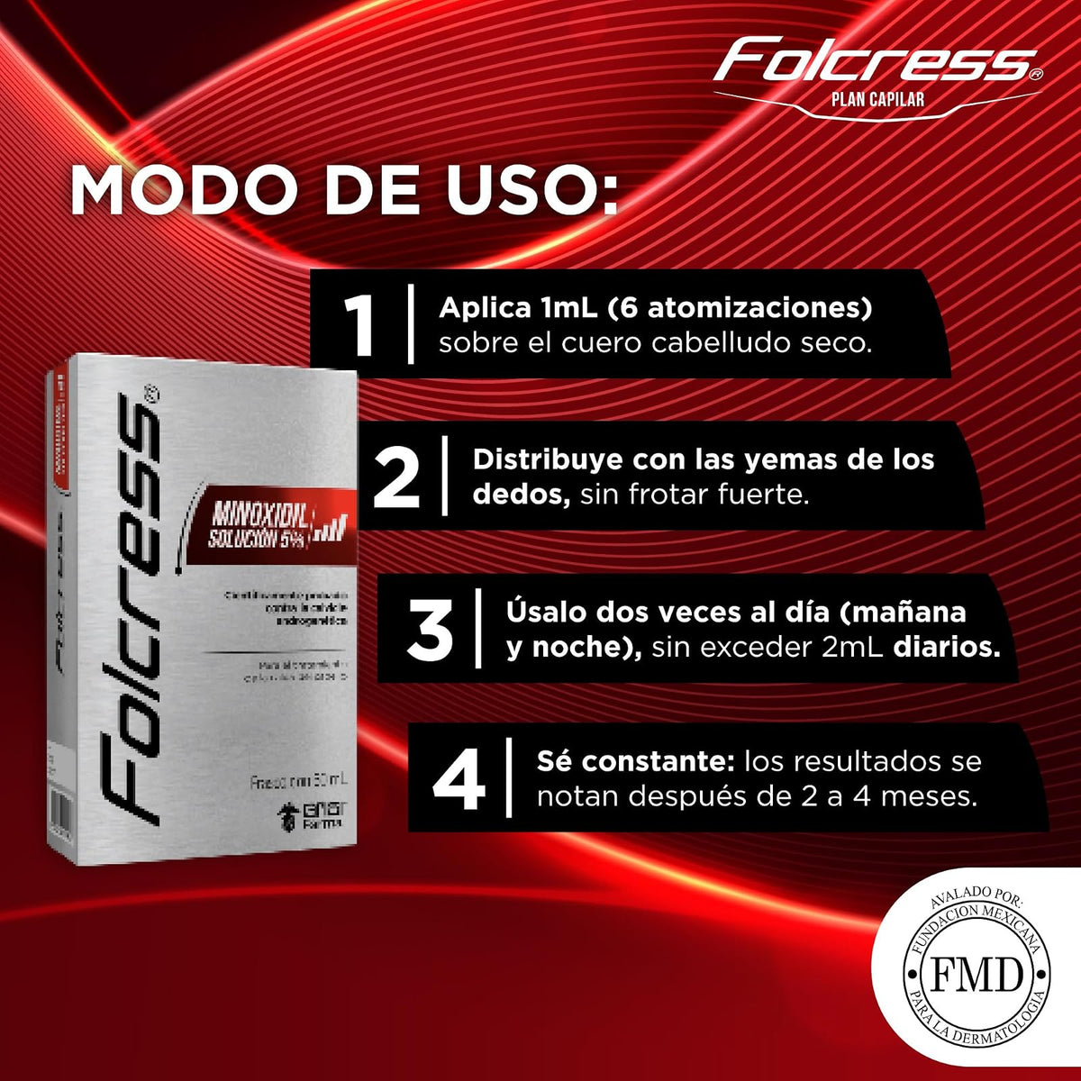 Folcress Minoxidil 5% Solución Antica��da para Hombres Grisi Farma 3 Frascos de 60 ml