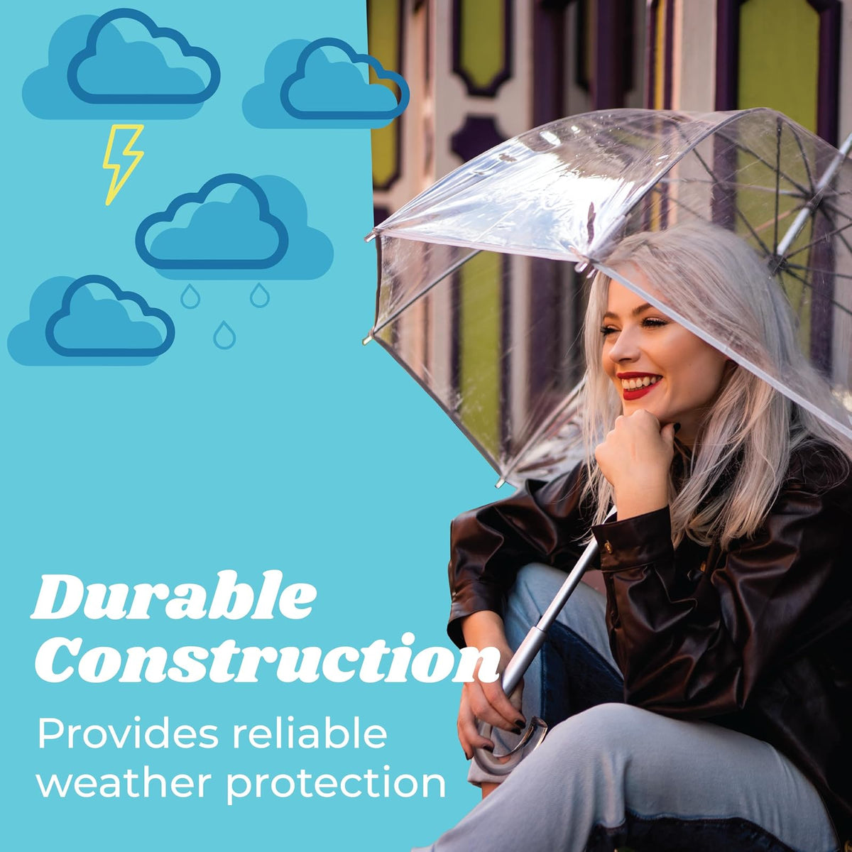 Totes - Paraguas de burbujas transparentes con dosel de cúpula, diseño ligero, protección contra el viento y la lluvia, adultos-51, Puntos blancos y negros, Adults - 51" Canopy, Paraguas de burbujas