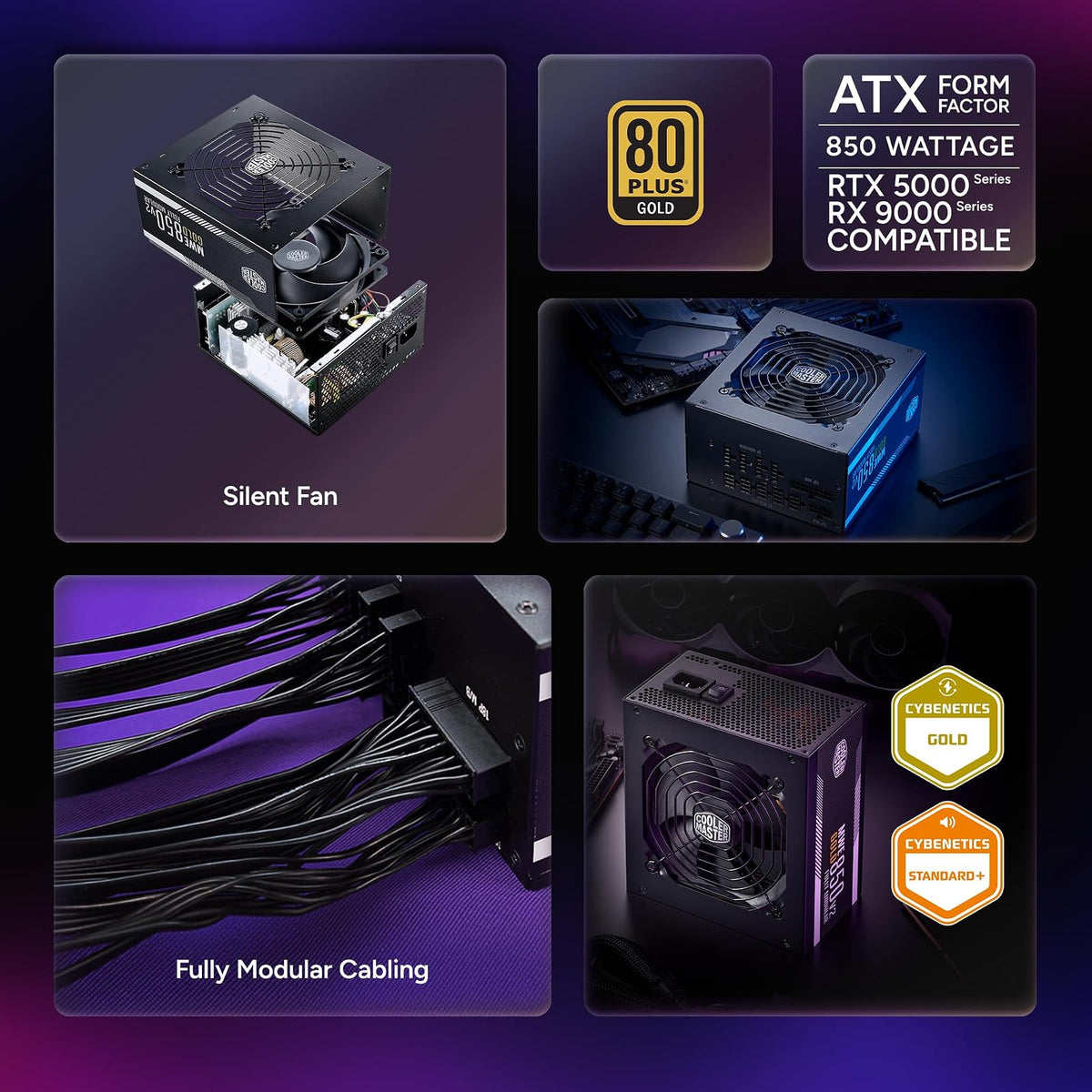 Cooler Master MWE Gold 850 V2 Fuente | 850 W, 80+ Gold, modular, ventilador HDB 120 mm, 2 conectores EPS