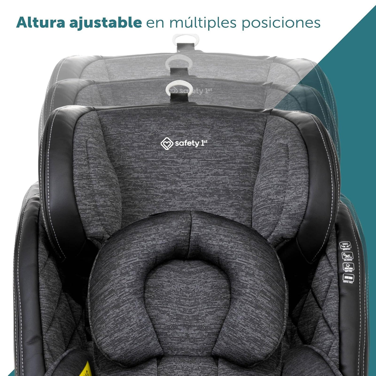 Safety 1st Autoasiento Giro 360 Pro Gris Oxford | Uso desde Recién Nacidos hasta 36kg