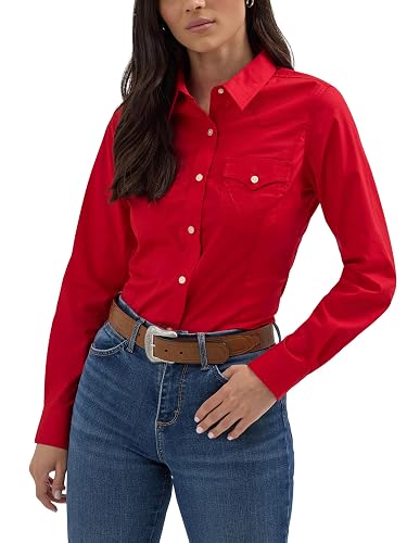 Wrangler Camisa Western Women's Retro Button-Down de Algodón para Mujer