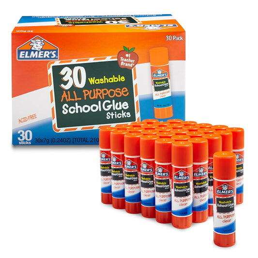 Elmers Washable School Glue Sticks, 30/Box