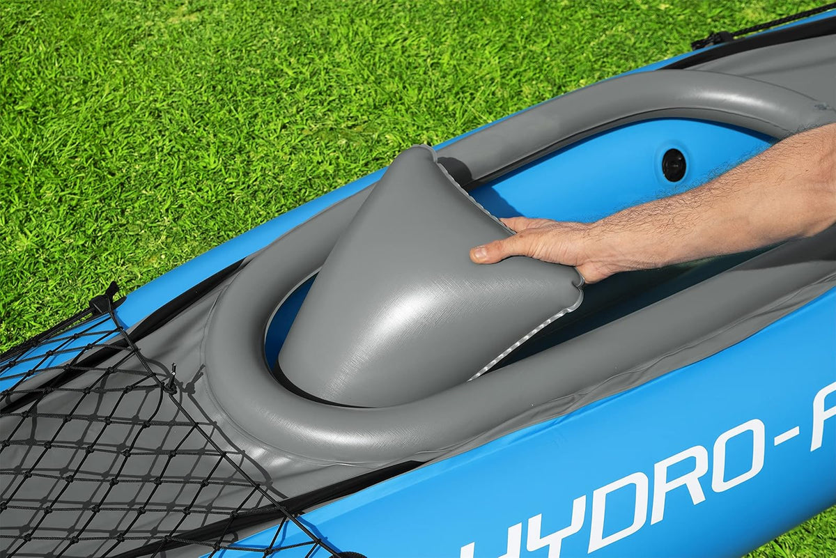 Hydro-Force 9'2" x 34" Ventura Elite X1 Inflatable Kayak Set | Fits 1 Adult | Includes Boat, Aluminum Paddle, Hand Pump, Fins, Seat, Gear Bag, Carry Bag, Repair Patch Kit