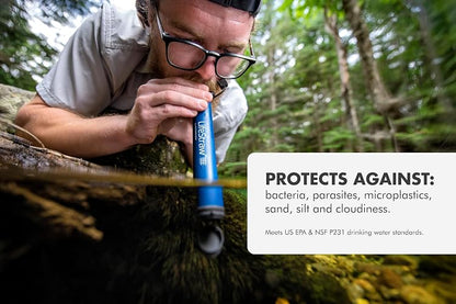 LifeStraw – filtro de agua Personal, 3 piezas | Filtro de agua para senderismo, camping, viajes y preparación para emergencias, elimina bacterias y parásitos