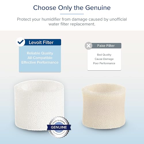 LEVOIT - Filtros de repuesto para humidificador de relleno superior, captura partículas para mejorar la eficiencia de humidificación, blanco, 18 x 24, 10 unidades (paquete de 1)