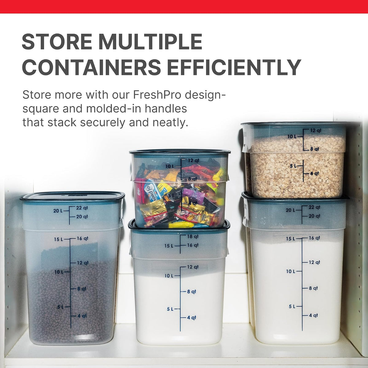 Cambro FreshPro - Contenedor de almacenamiento de alimentos de 22 cuartos (QT) con tapa (grado de restaurante), para preparación de alimentos, cocina comercial, contenedor de comida para mascotas y