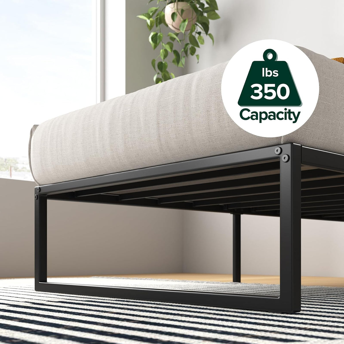 ZINUS Lorelei - Marco de Cama de Plataforma de Metal de 14 Pulgadas, Soporte de Listones de Acero, no Necesita somier, Embalaje ecológico WonderBox (TM), Almacenamiento Debajo de la Cama de 12.5