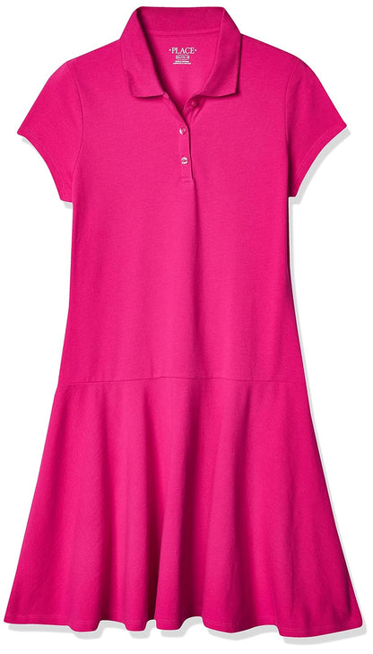 The Children's Place Vestido Polo Piqué Uniforme para Niña - Aurora rosa - 7-8 Años