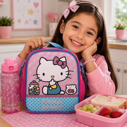 Ruz Lonchera Infantil y Preescolar | Hello Kitty | 100% Poliéster Capacidad 3 Litros | Bolso de Poliéster para Niños con Forro Interno y Cierre de Cremallera | Recomendado desde 3 años