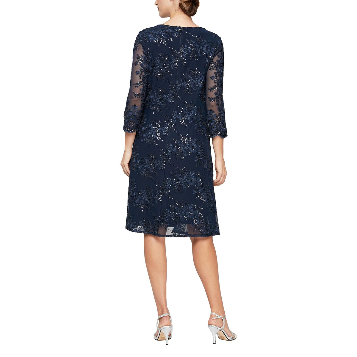 Alex Evenings Vestido Midi con Cuello Redondo y Chamarra (Petite y Regular) Vestido para ocasión Especial para Mujer