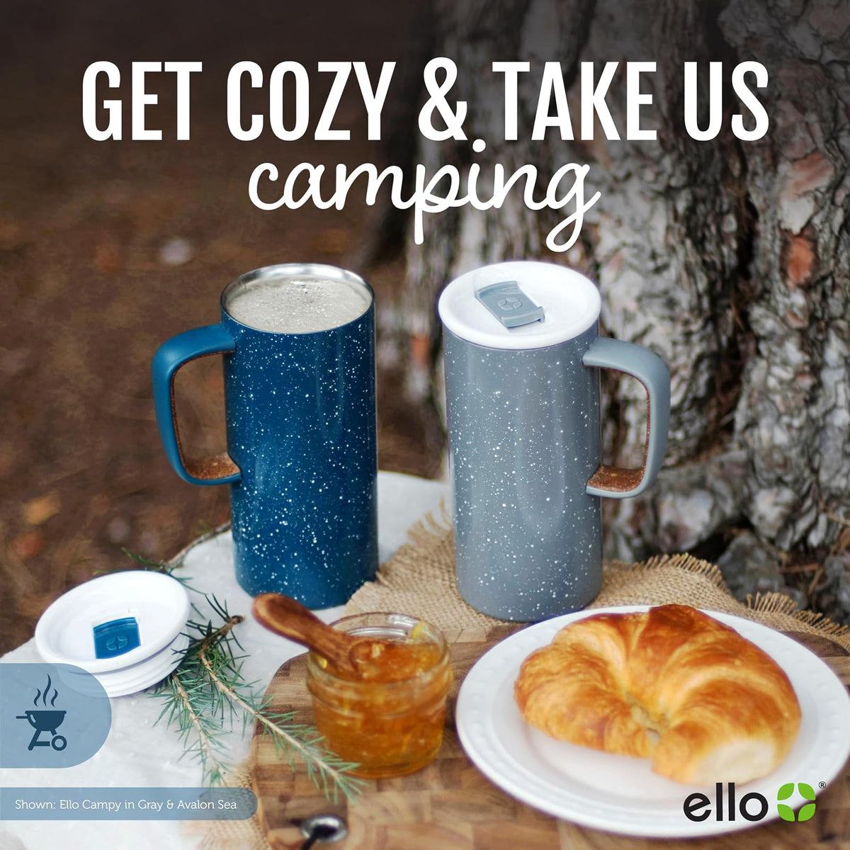Ello Campy - Botella de Agua de Acero Inoxidable aislada al vacío con Tapa Deslizante, 470 ml