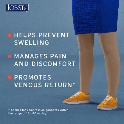 JOBST Relief Medias de compresión graduada hasta la cintura 20-30mmHg - Diseño unisex cómodo - Puntera abierta, negro, talla extra grande