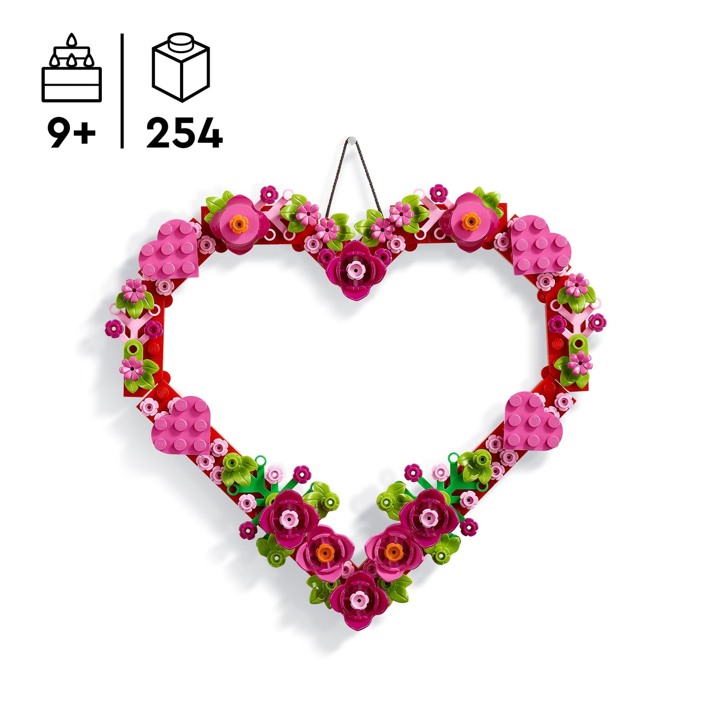 LEGO® Corazón Decorativo Set de construcción y decoración para niños y niñas, con Flores y Hojas Decorativas 40638