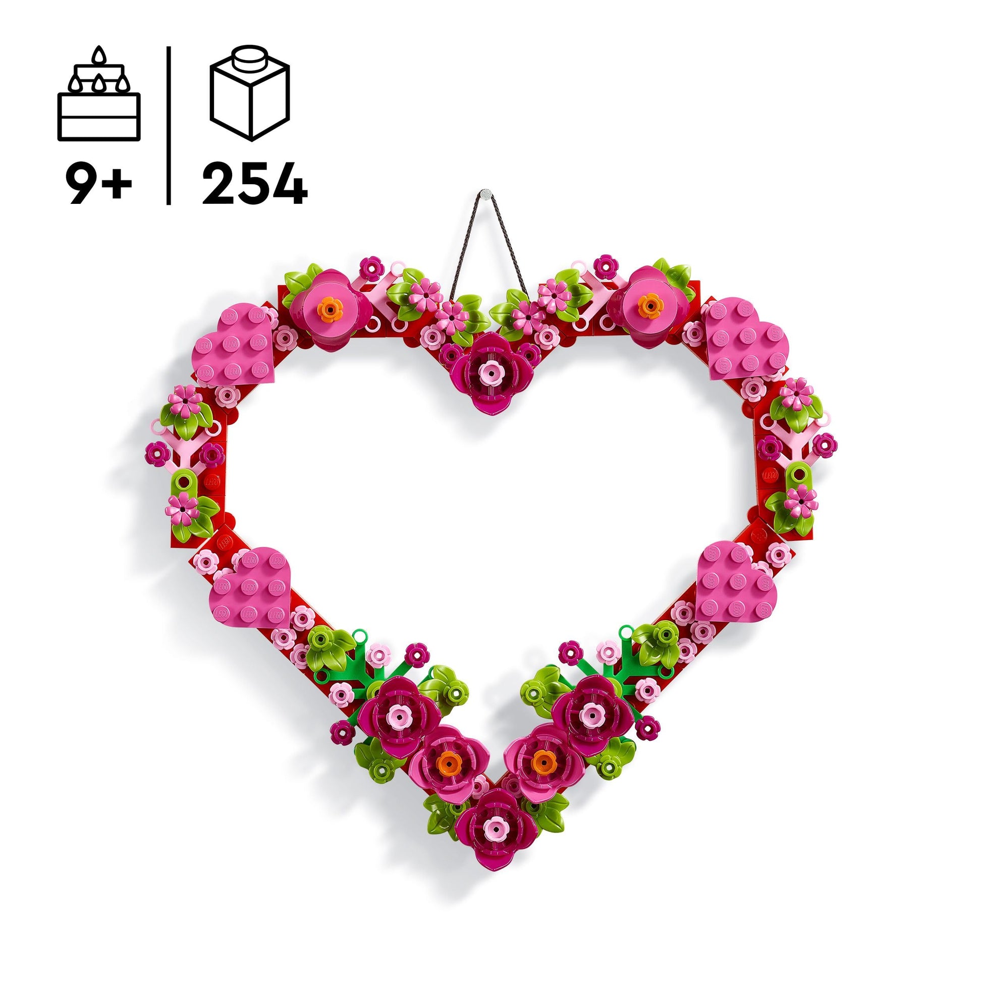 LEGO® Corazón Decorativo Set de construcción y decoración para niños y niñas, con Flores y Hojas Decorativas 40638