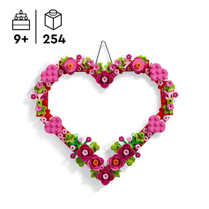 LEGO® Corazón Decorativo Set de construcción y decoración para niños y niñas, con Flores y Hojas Decorativas 40638