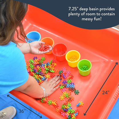Children's Factory - Mesa sensorial mediana de 24 pulgadas de altura, caja de arena, mesa de agua para niños, color rojo