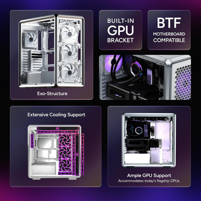 Cooler Master MasterFrame 600 Silver Freeform 2.0 - Half Tower, Paneles Laterales magnéticos, Interior Personalizable, GPU MAX, 410 mm AIO MAX, 420 mm Tipo C, Vidrio MF600-SGNN-S00
